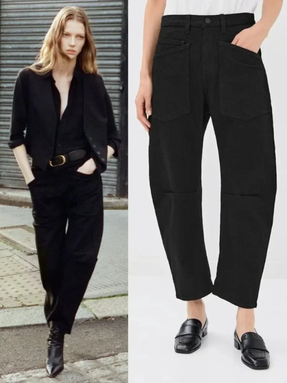 Nili Lotan Shon Barrel Jeans Black 26